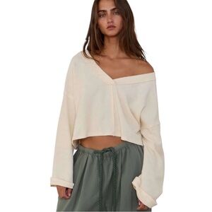NWOT! Free people Cream Off-Shoulder Sweater
